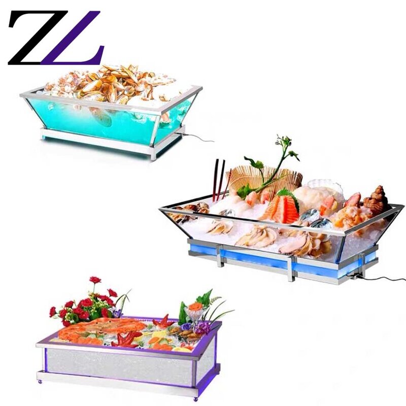 Food Display Case Supplier - Led Light Acrylic Cold Cooling Meat Stand