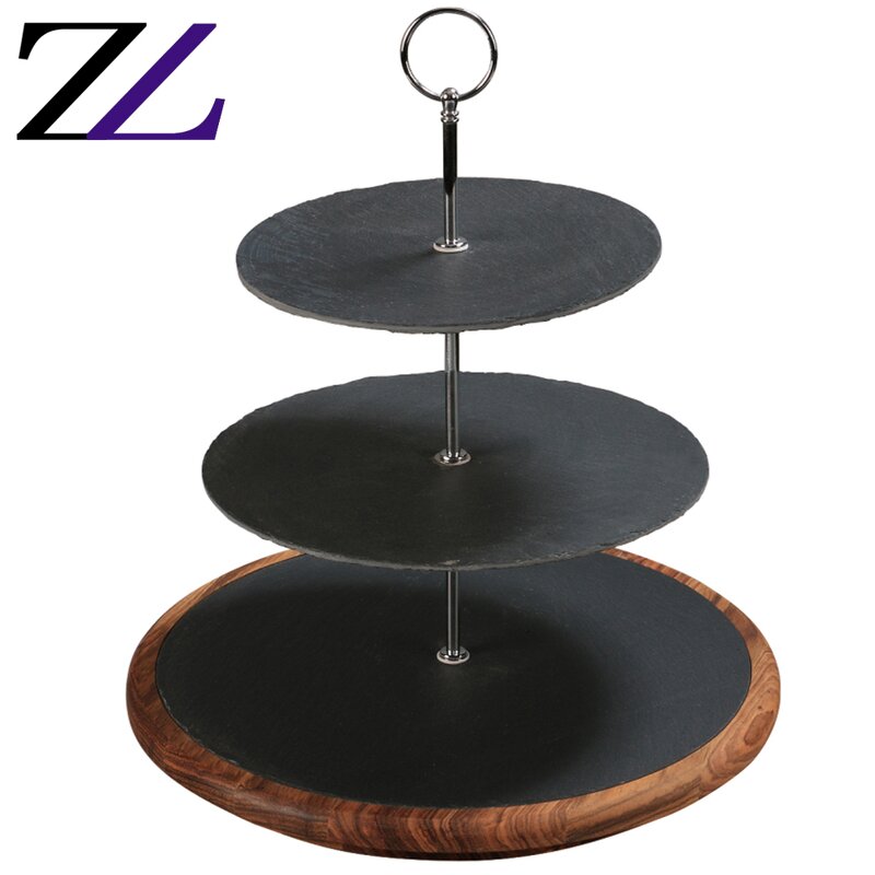 Food Serving Plate Supplier - Black Wood Plate with Punch Handle