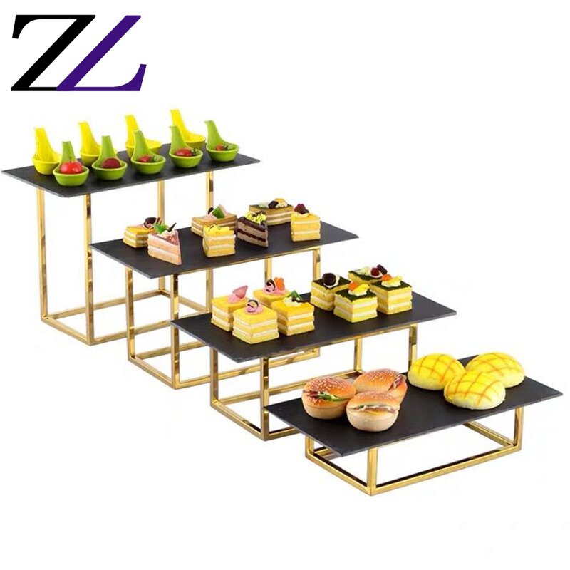 Cake Stand Manufacturer - Metal 3 Tier Acrylic Platters Black Base