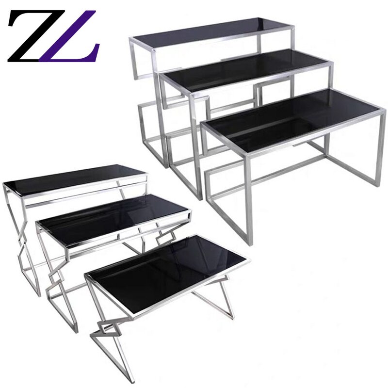 Buffet Table Manufacturer - Granite Mirror Tempered Glass Console