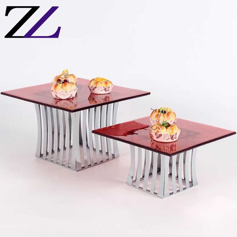 Dessert Display Stand Supplier - Clear Glass Plates Silver Cupcake Set