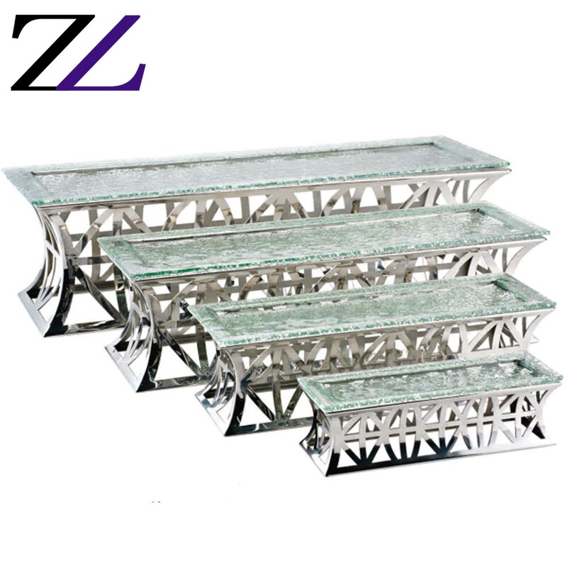 Buffet Display Stand Factory - Steel Elevation Riser Glass Platters Set
