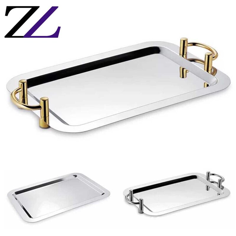 Serving Tray Manufacturer - Oval Gold Handle Bandejas Pastry Plates