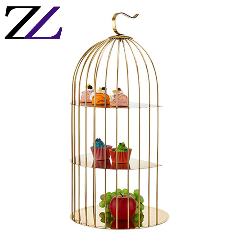 Dessert Table Decor Supplier - Brass Bird Cage Cupcake Serving Tray