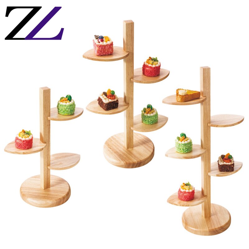 Wooden Buffet Stand Factory - 3 Tier Triangle Wooden Food Presentation