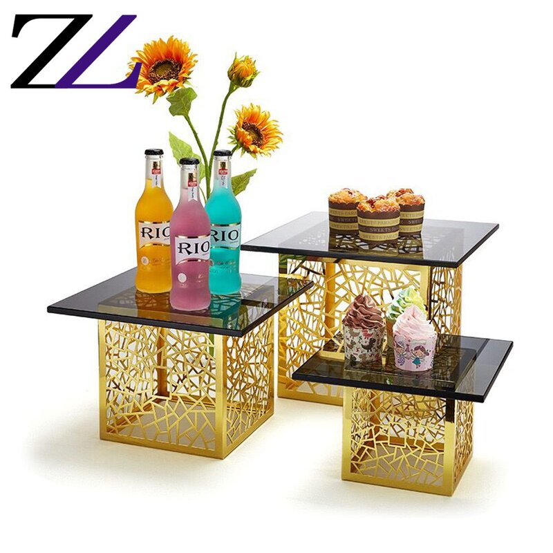 Dessert Display Stand Factory - Rectangular Glass 3 Tier Serving Platter