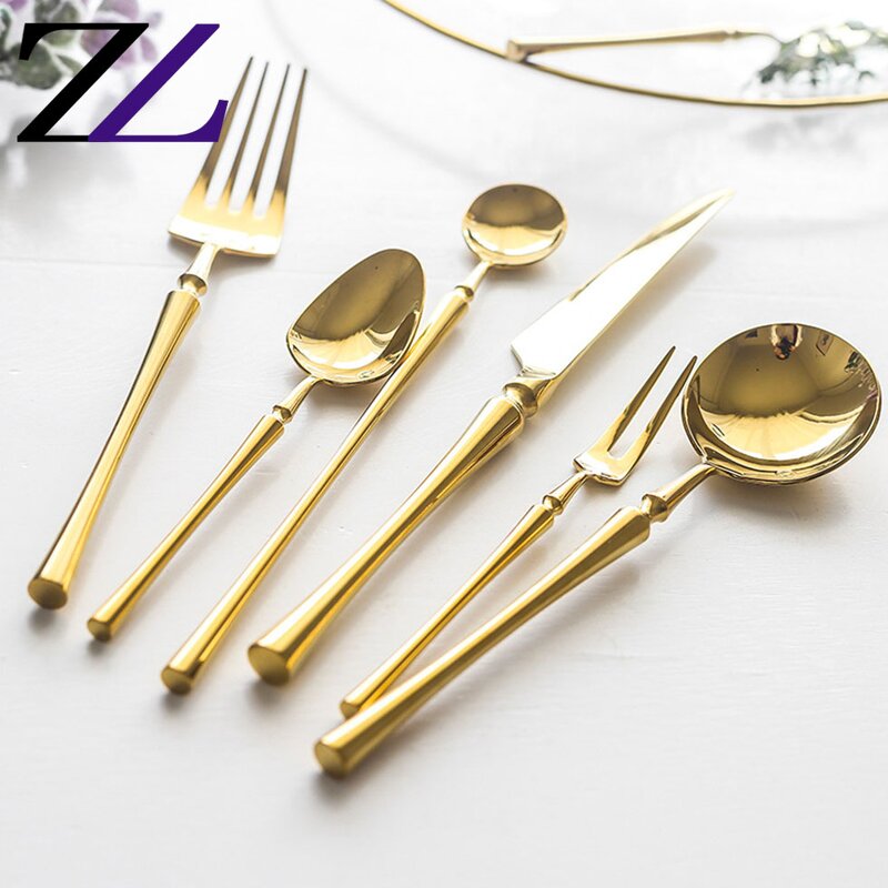 Flatware Set Manufacturer - Matte Antique Brass Blue Handle Cutlery