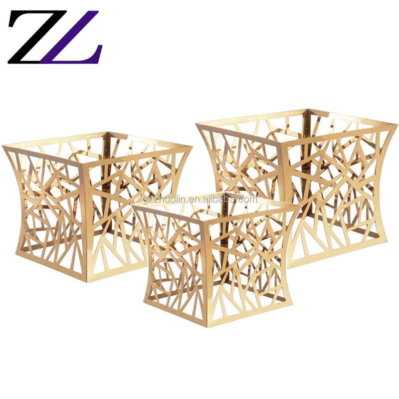 Buffet Display Risers Manufacturer - Gold Dessert Serving Square Risers