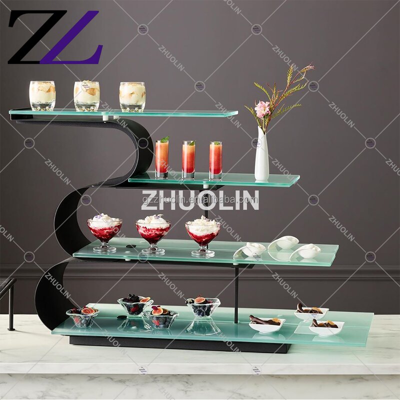 Food Stand Manufacturer - 4-Tier Rose Gold Copper Glass Platters