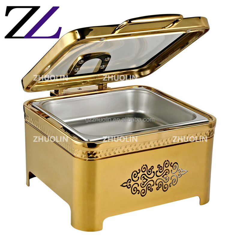 Chafing Dish Manufacturer - 2025 Luxury Gold Arabic Square Design