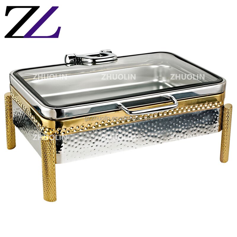 Buffet Warmer Set Supplier - Silver Gold Hammered Induction Banquet