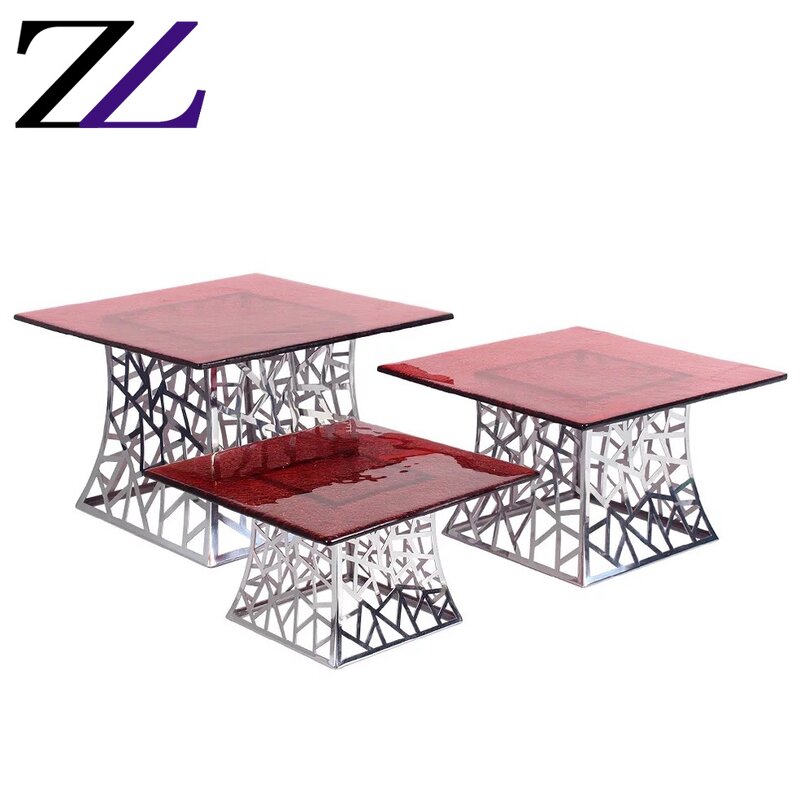 Dessert Display Stand Supplier - Clear Glass Plates Silver Cupcake Set