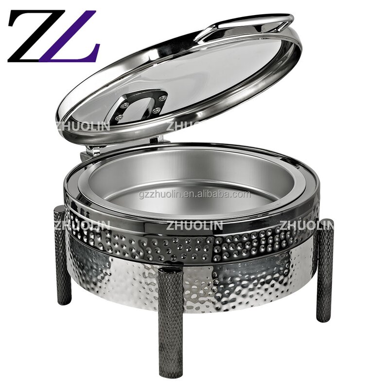 Chafing Dish Factory - Stainless Steel Hammered Glass Lid Set