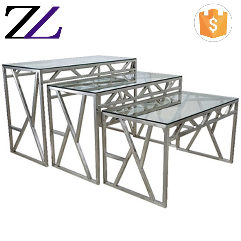 Buffet Table Factory - Glass Top Stainless Steel Folding Rectangular