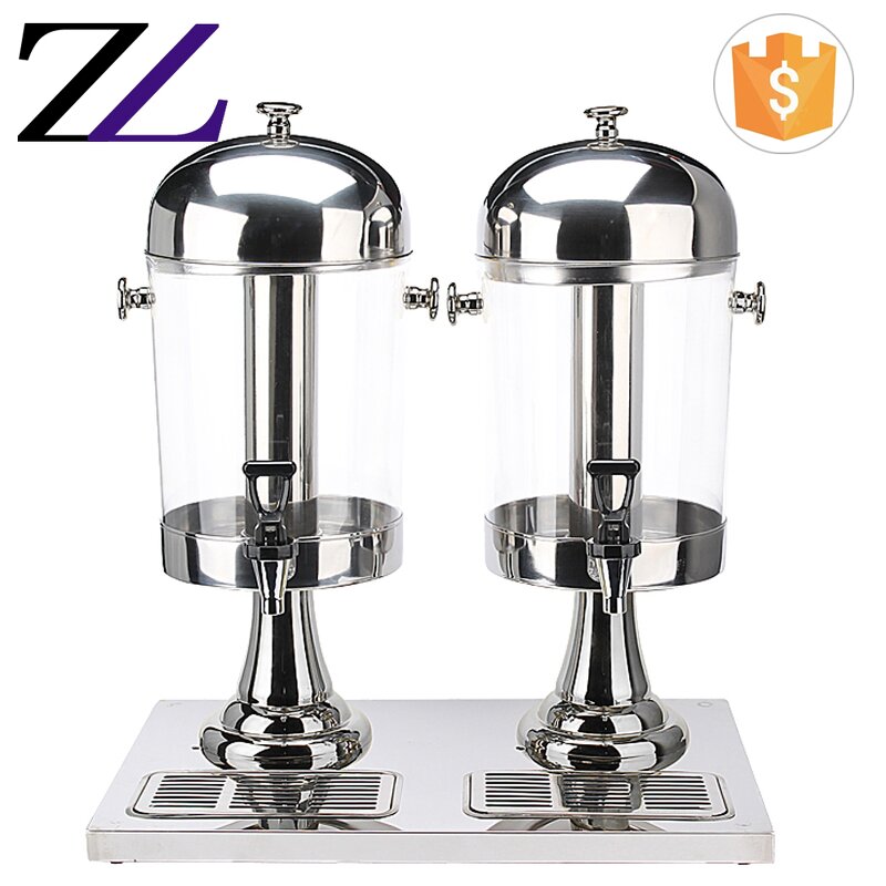 Juice Dispenser Manufacturer - 2-Tank Gold Glass Cold Drink Machine