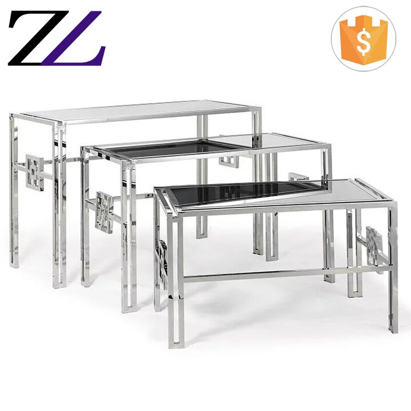 Buffet Table Factory - Glass Top Stainless Steel Folding Rectangular