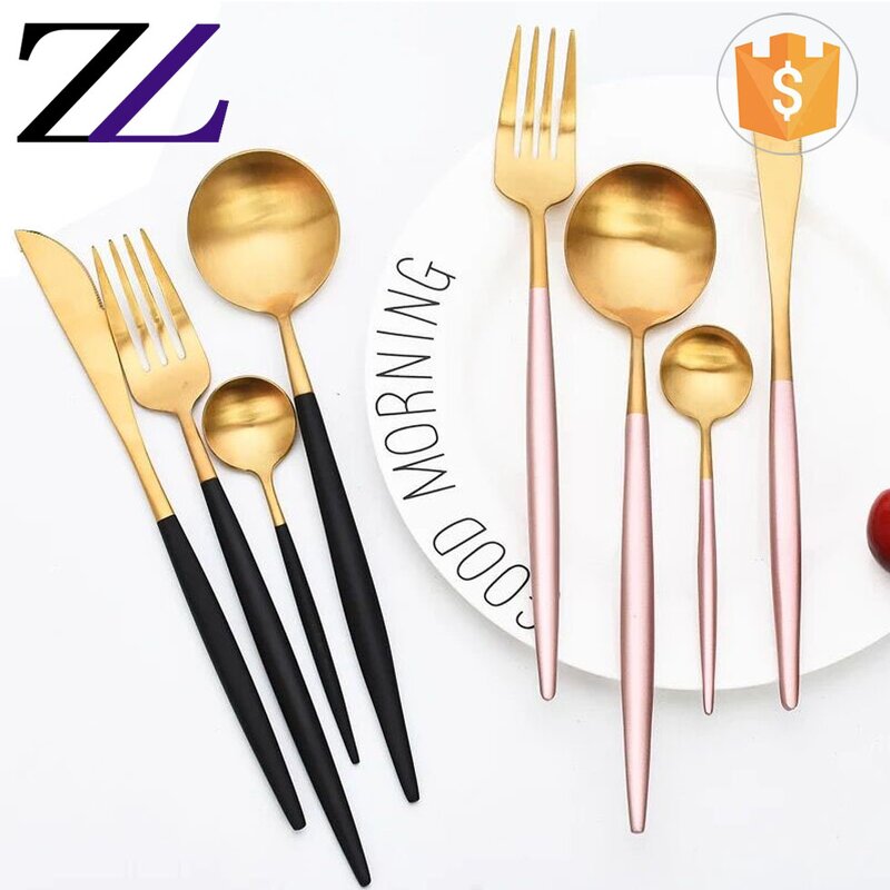 Flatware Set Manufacturer - Matte Antique Brass Blue Handle Cutlery