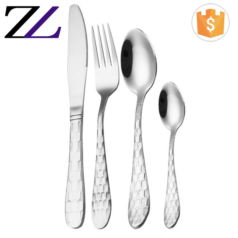 Flatware Set Manufacturer - Mirror Polished Hammered Rose Gold Cutlery