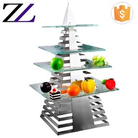 Dessert Buffet Stand Manufacturer - Triangle Pyramid 4 Tiers Glass Platters