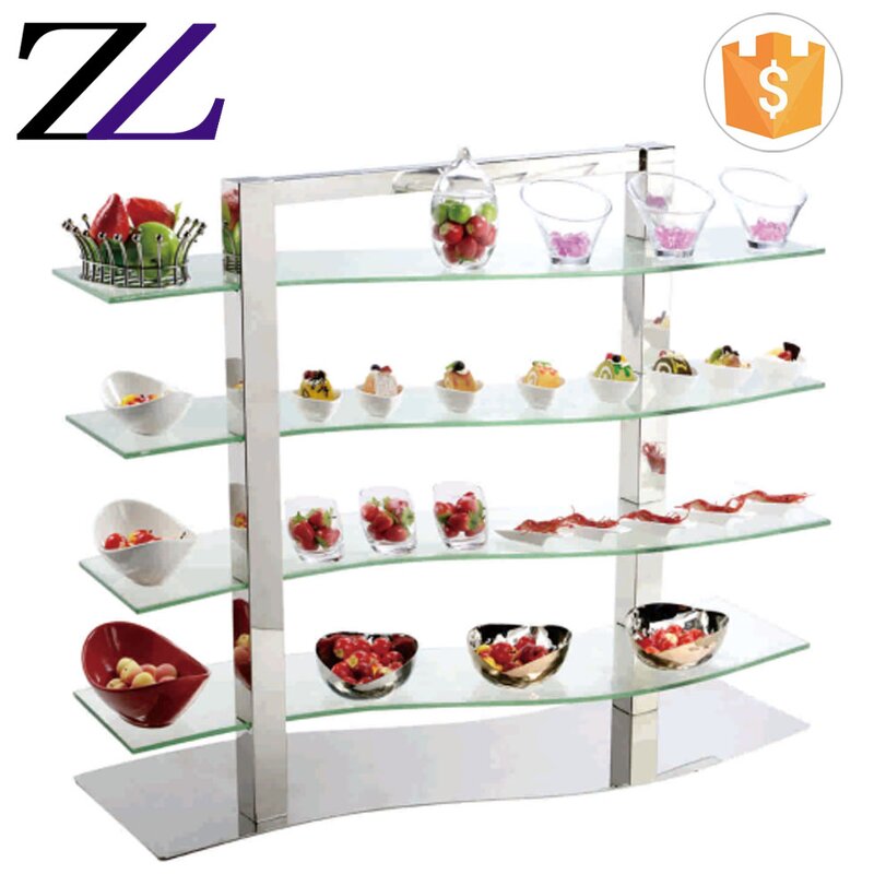 Dessert Buffet Stand Manufacturer - Triangle Pyramid 4 Tiers Glass Platters