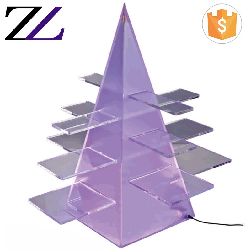 Acrylic Cake Stand Supplier - Pyramid Tower Shape Led Light Tableware