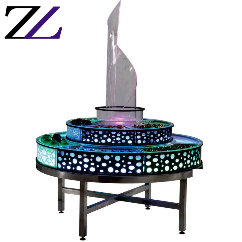 Dining Table Set Supplier - Round Marble with Wheels Led Lights Induction