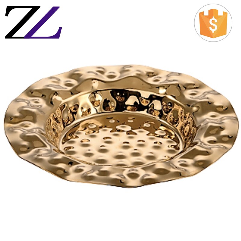 Copper Plate Factory - Arabic Rose Gold Brass Hammered Fruit Plate