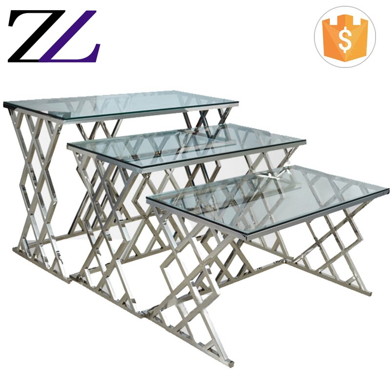 Buffet Table Factory - Glass Top Stainless Steel Folding Rectangular