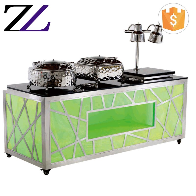 Induction Buffet Table Factory - Marble Top U Shaped Led Lighted