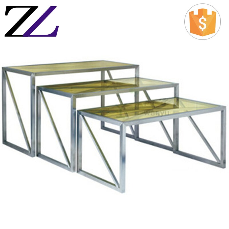 Buffet Table Factory - Glass Top Stainless Steel Folding Rectangular