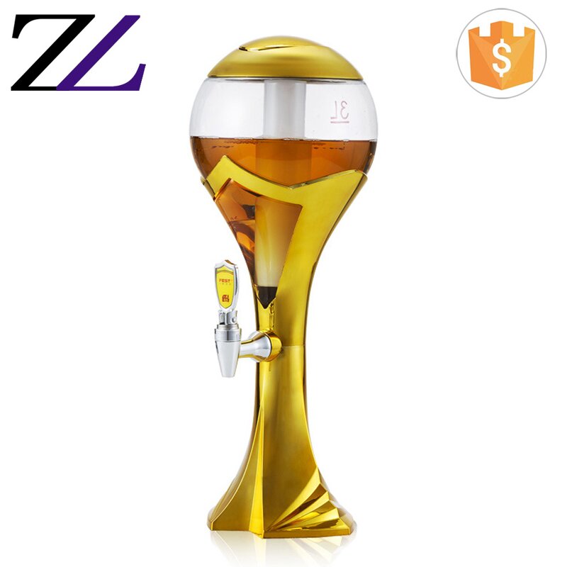 Beer Dispenser Manufacturer - Gold Stand Led Ice Tube 3 Litres Acrylic