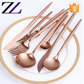 Flatware Set Supplier - Matte Copper Rose Gold Plated Cutlery