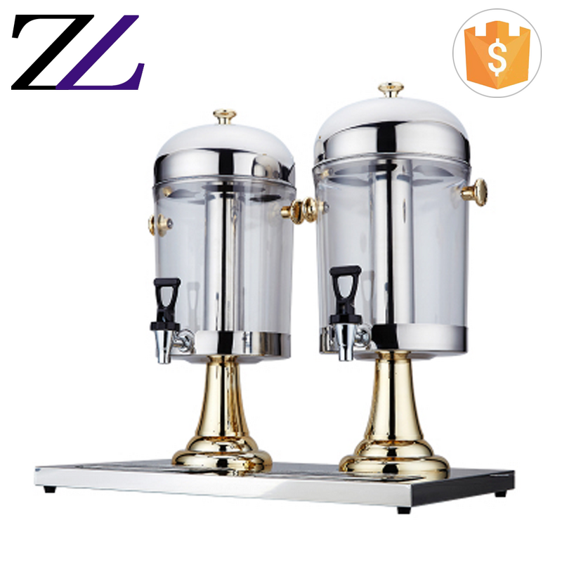 Juice Dispenser Manufacturer - 2-Tank Gold Glass Cold Drink Machine