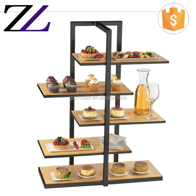 Buffet Food Stand Manufacturer - Stainless Steel 3 Tier Wooden Cupcake