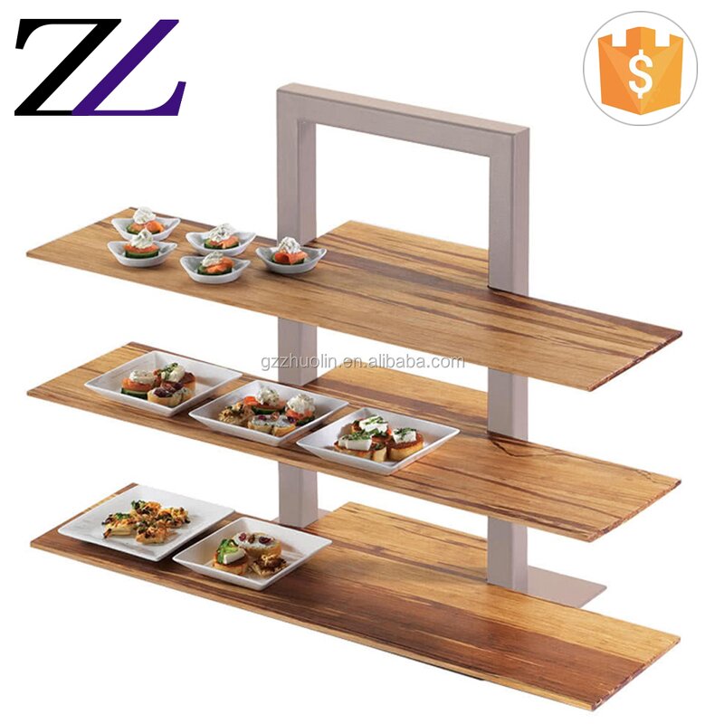 Buffet Food Stand Manufacturer - Stainless Steel 3 Tier Wooden Cupcake