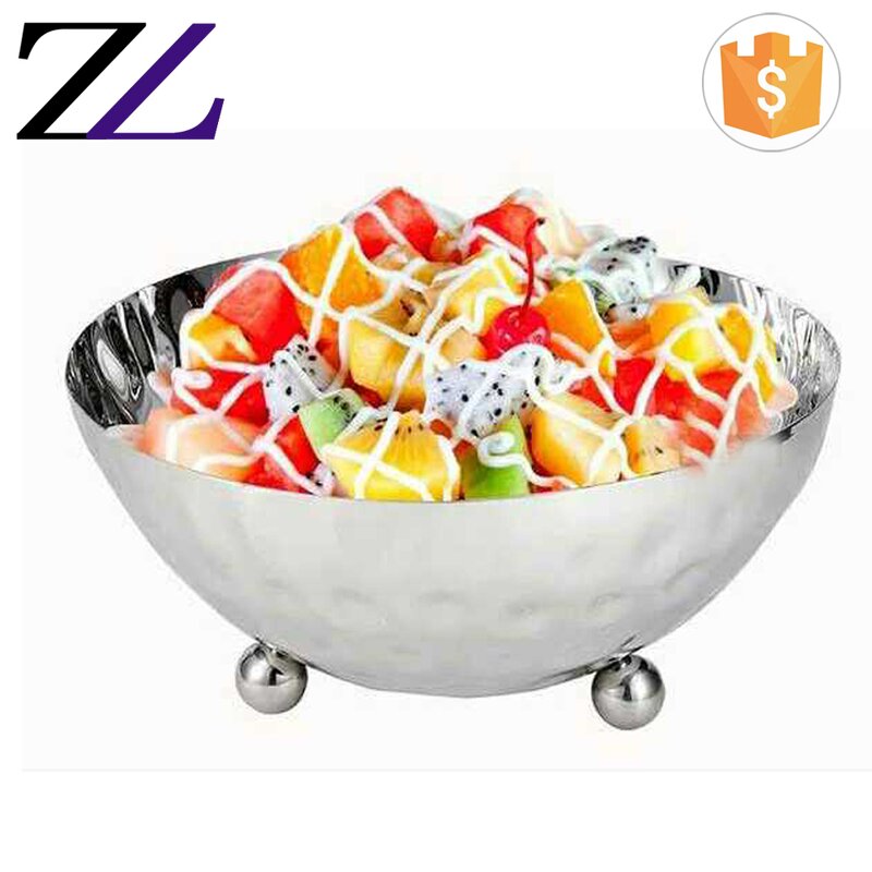 Serving Bowl Factory - Silver Plated Hammered Stainless Steel Fruit