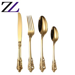 Flatware Set Factory - 24pcs Gold Plated Stainless Steel Cutlery