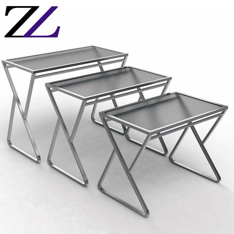 Buffet Display Table Manufacturer - Round Mirrored Glass Banquet Restaurant