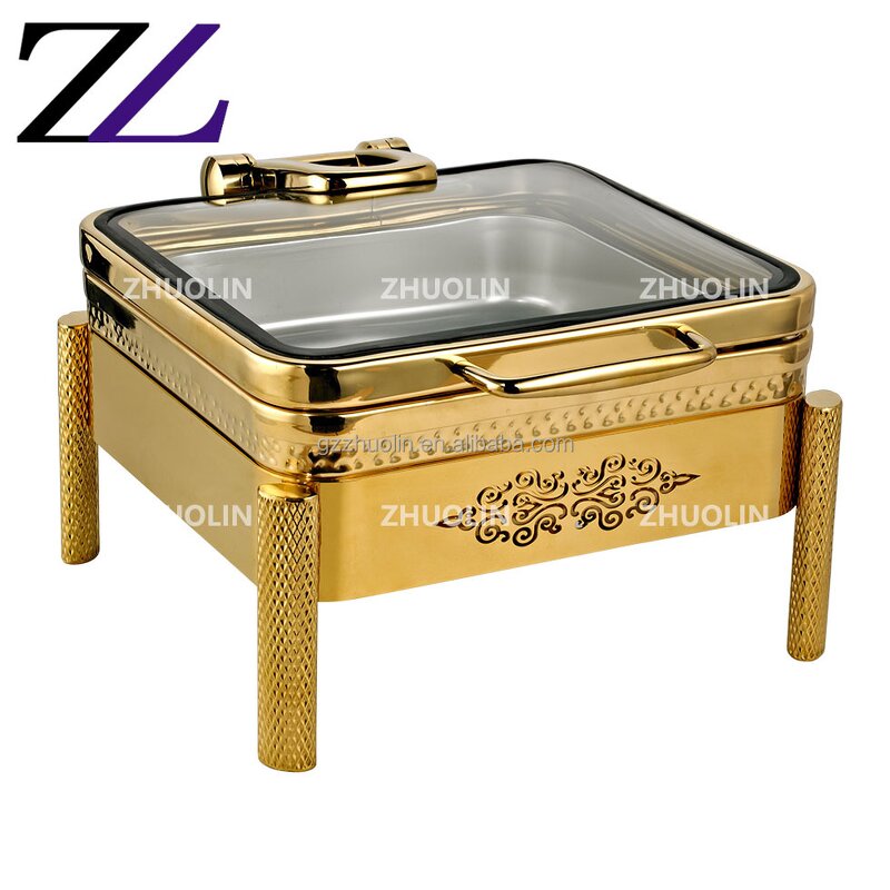 Chafing Dish Manufacturer - 2025 Luxury Gold Arabic Square Design