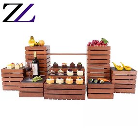 Wooden Dessert Stand Manufacturer - Open Buffet Slate Platters Display