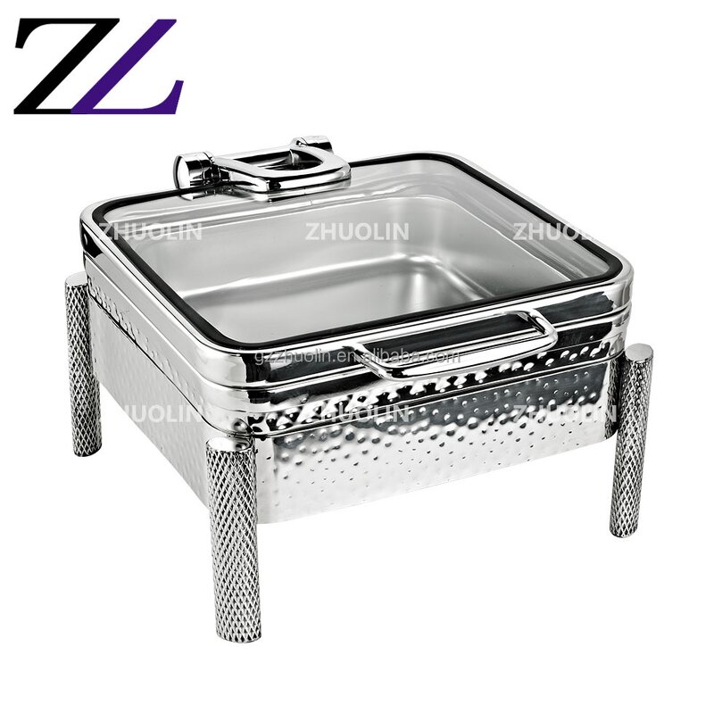 Chafing Dish Set Supplier - Silver Gold 9L Rectangular Fuel Heated