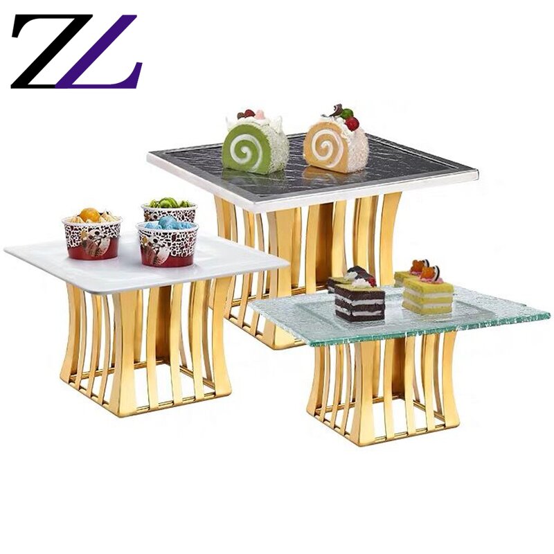 Cake Stand Manufacturer - Metal 3 Tier Acrylic Platters Black Base