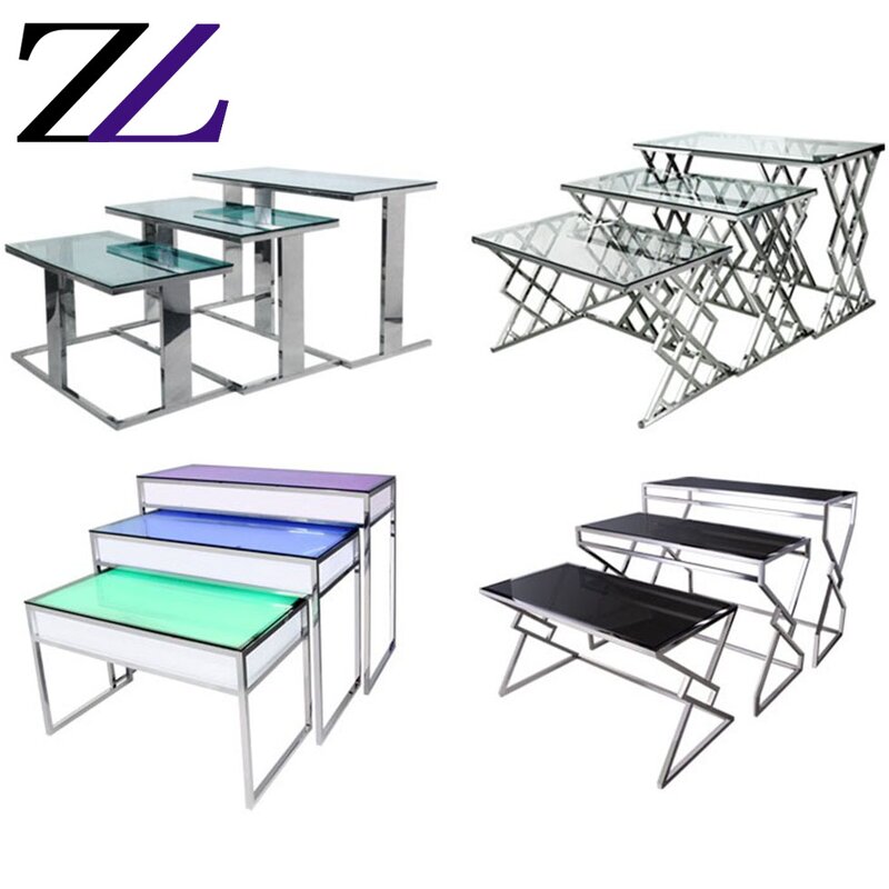 Buffet Display Table Manufacturer - Round Mirrored Glass Banquet Restaurant