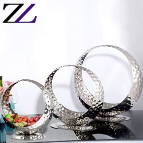 Fruit Bowl Supplier - Saudi Arabic Round Moon Hammered Tray Bowl