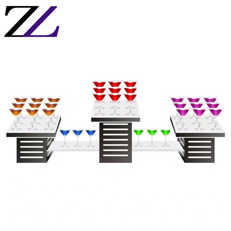 Food Stand Supplier - Black Base White Tray Wedding Buffet Tableware