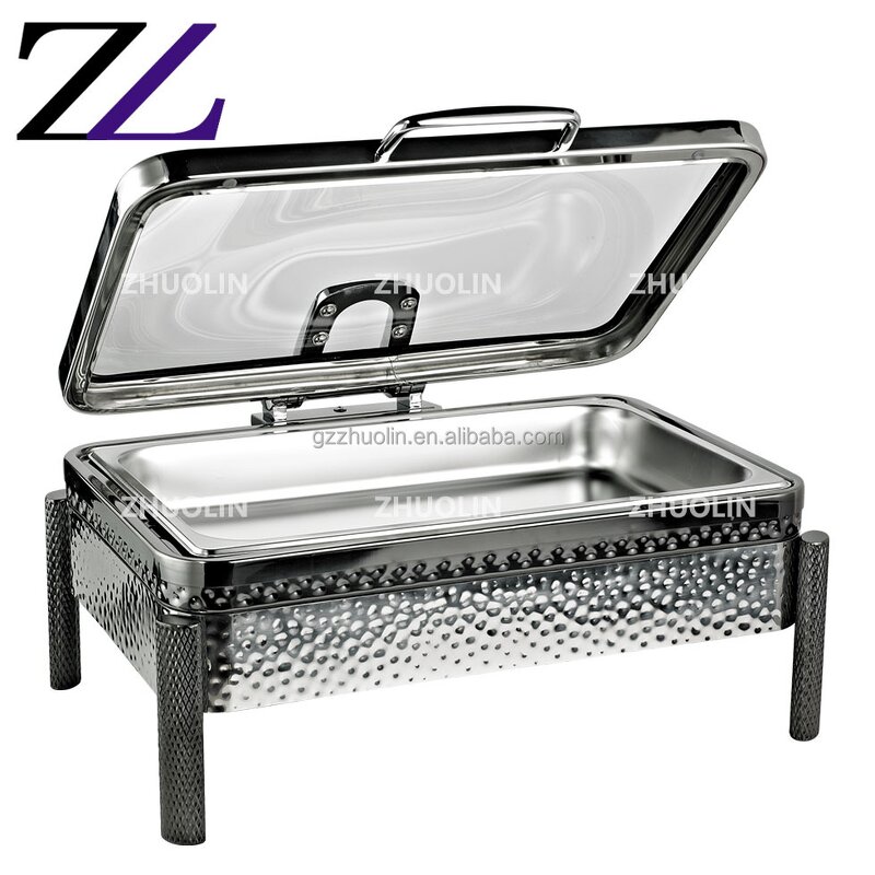 Chafing Dish Factory - Stainless Steel Hammered Glass Lid Set