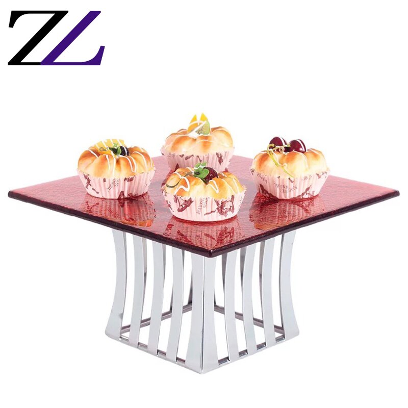 Dessert Display Stand Supplier - Clear Glass Plates Silver Cupcake Set