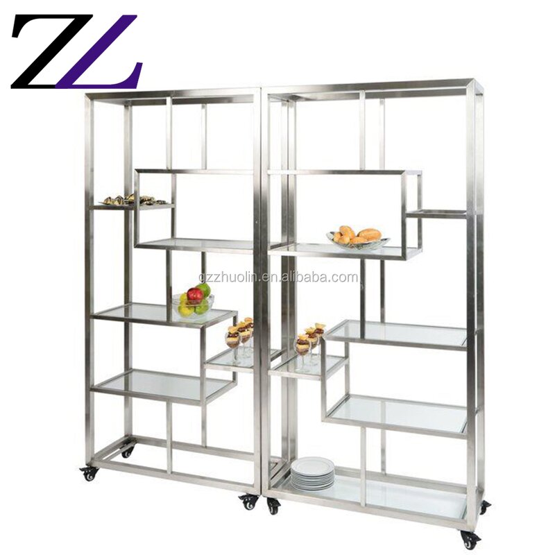 Buffet Display Stand Supplier - Wall Mounted Stainless Steel Mobile Cart