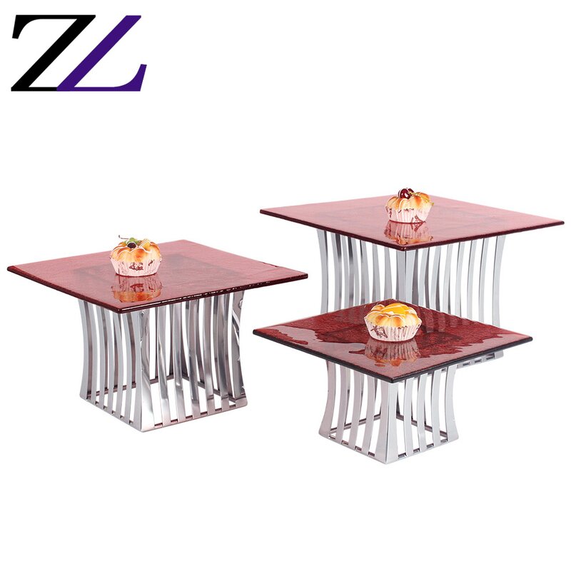 Dessert Display Stand Supplier - Clear Glass Plates Silver Cupcake Set