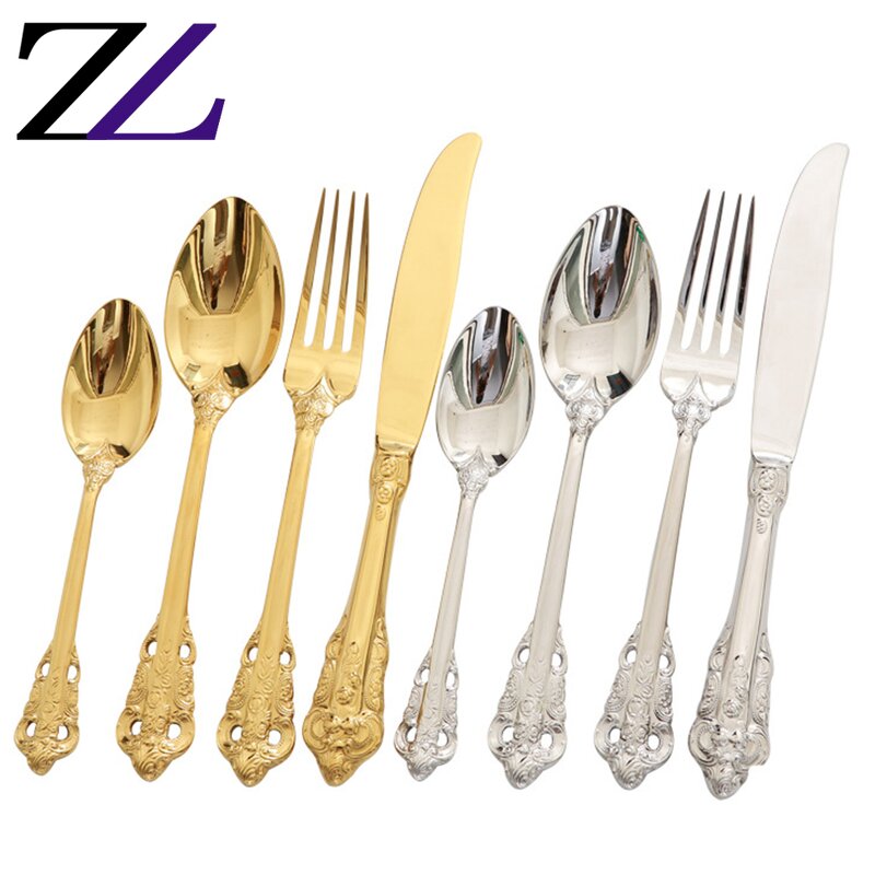 Flatware Set Factory - 24pcs Gold Plated Stainless Steel Cutlery